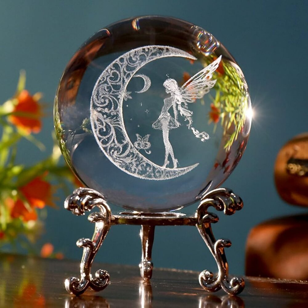 Moon Fairy Crystal Ball with Stand Stunning 3D Technology